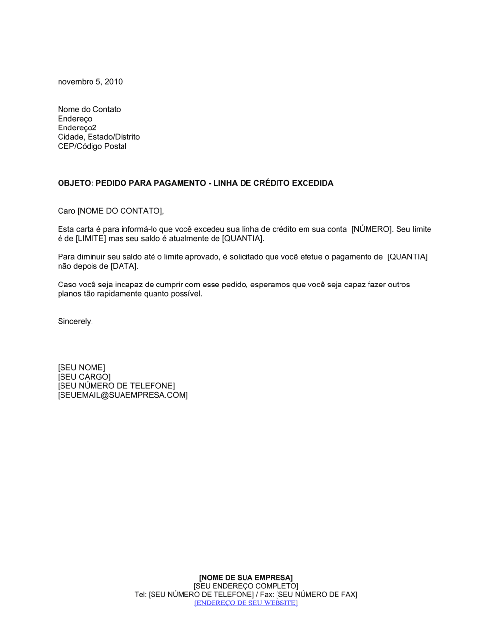 Business-in-a-Box's Pedido por Pagamento Excesso de Linha de Crédito