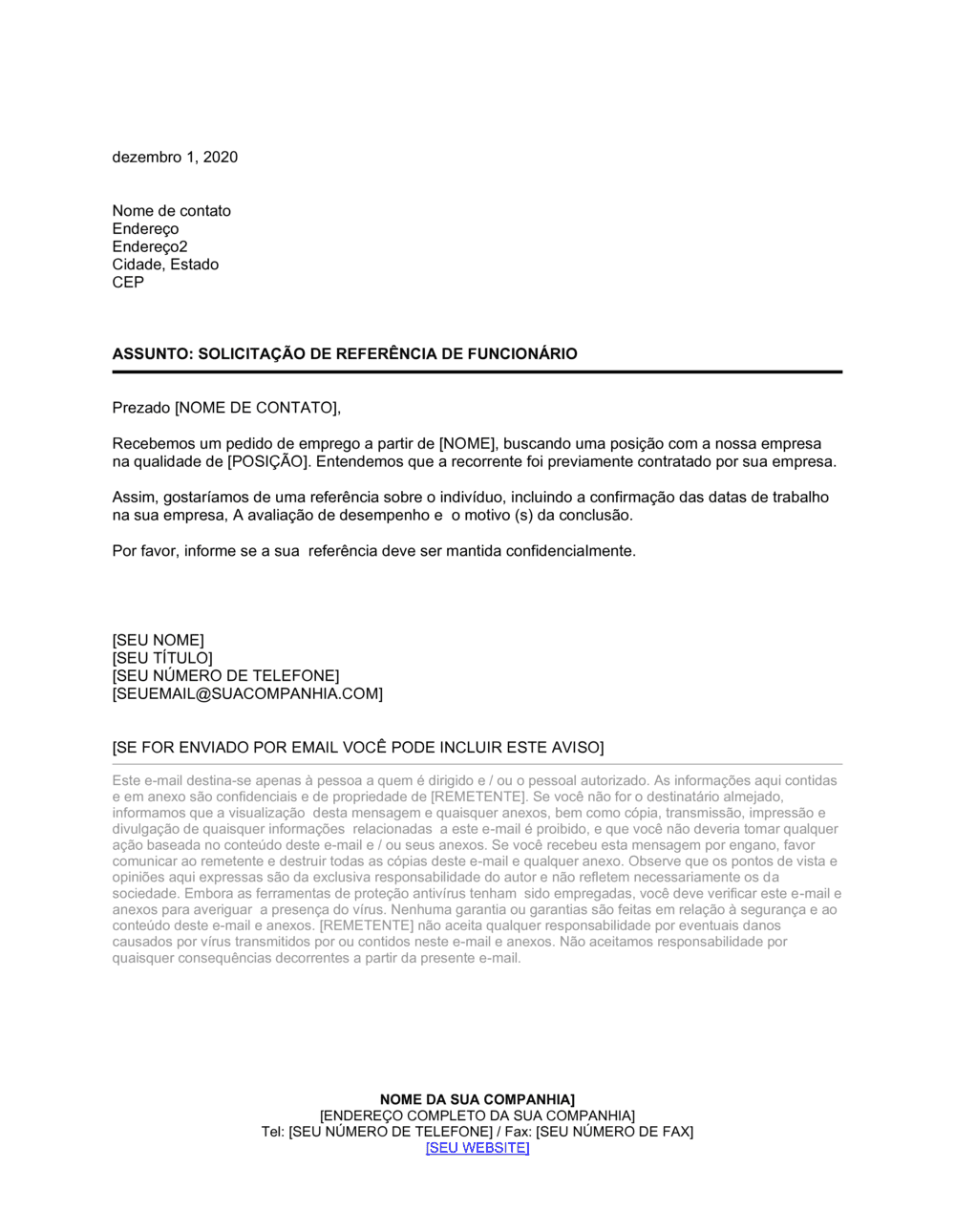 Business-in-a-Box's Pedido por Referência de Emprego