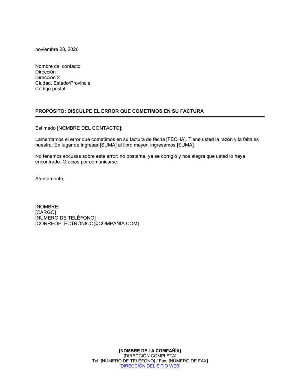 Business-in-a-Box's Perdón por el error cometido en la factura