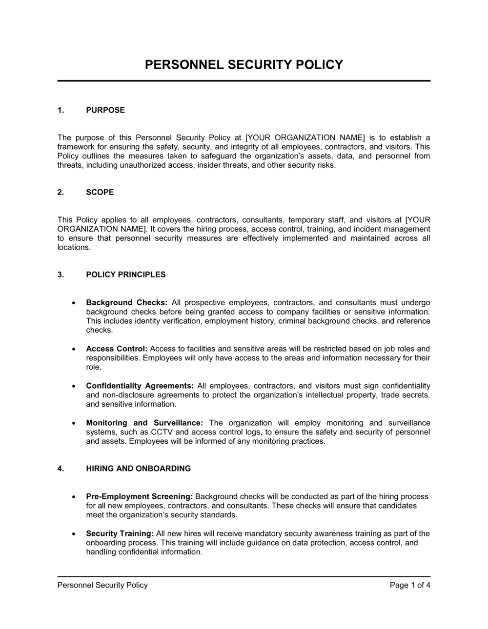 Business-in-a-Box's Personnel Security Policy Template