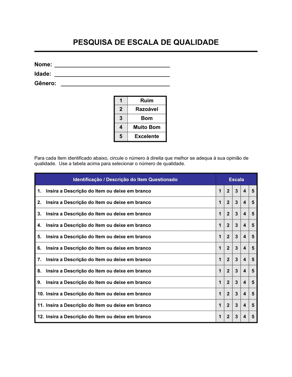 Business-in-a-Box's Pesquisa de Escala de Qualidade