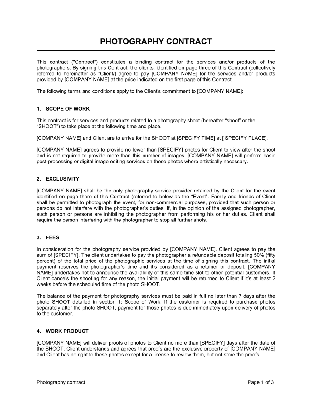 Photography Contract Template  by Business-in-a-Box™ Within photography license agreement template