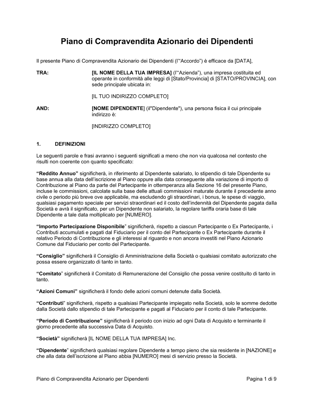 Business-in-a-Box's Piano di compravendita azionario dei dipendenti