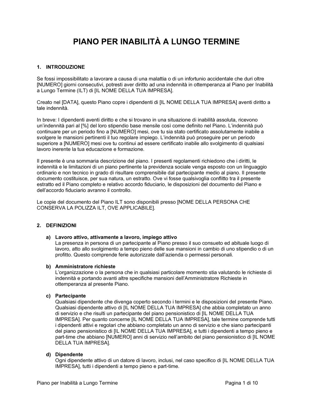 Business-in-a-Box's Piano per inabilità a lungo termine