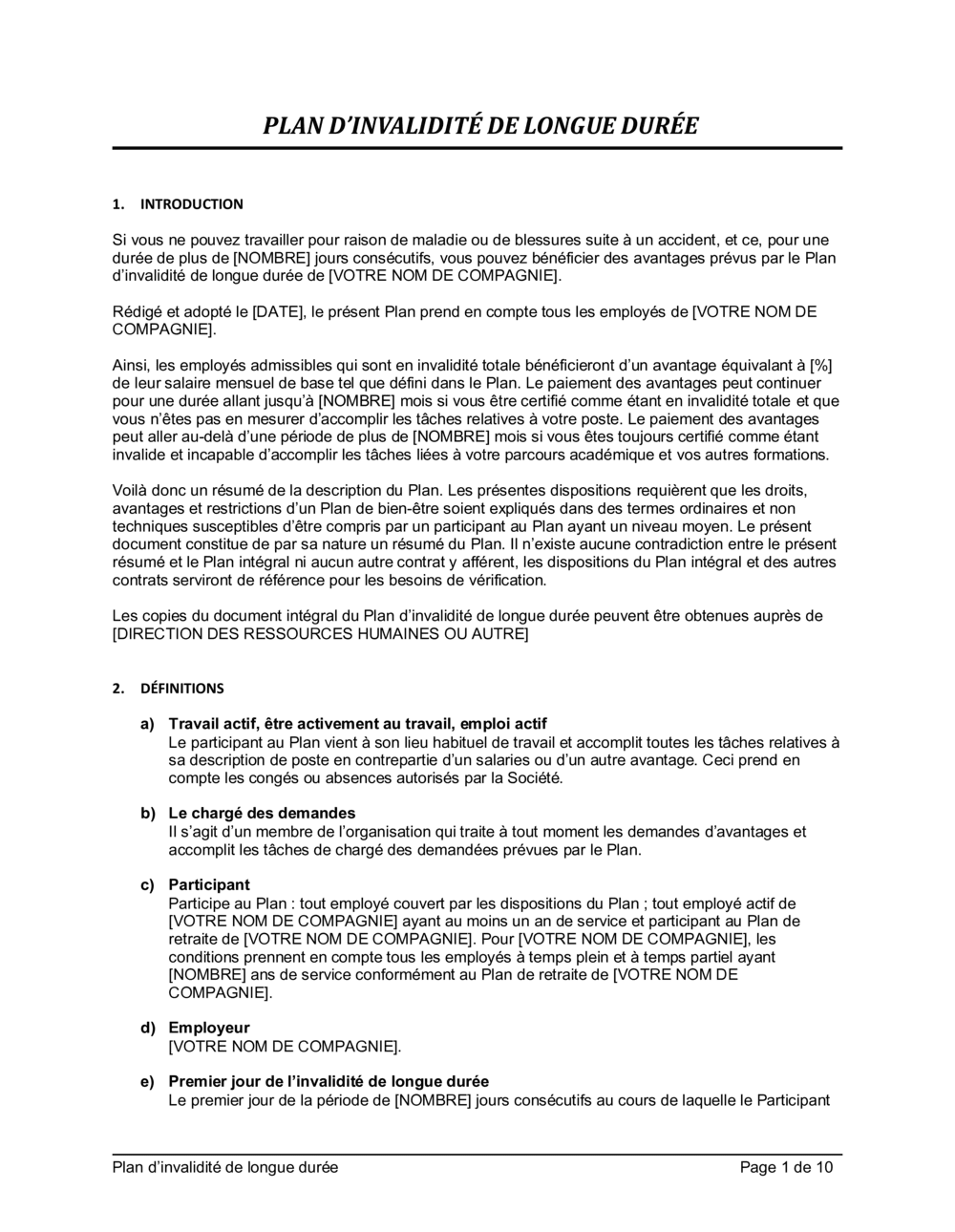 Business-in-a-Box's Plan d'invalidité (longue durée)