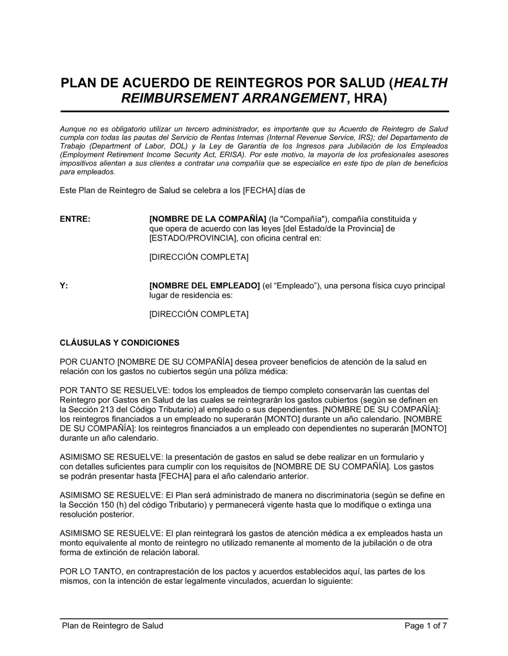 Business-in-a-Box's Plan de acuerdo de reintegros por salud (HRA)