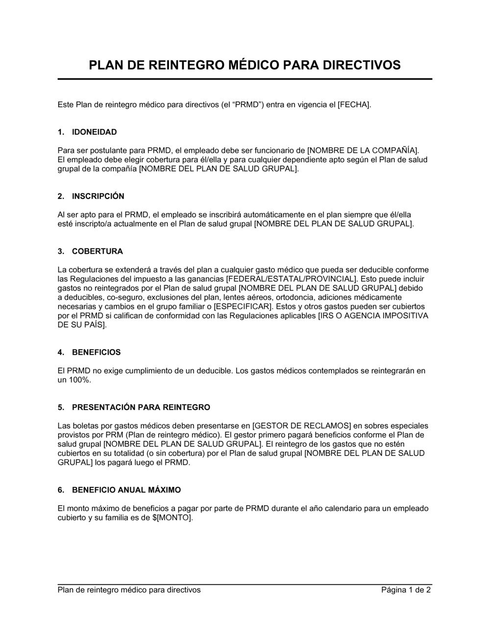 Business-in-a-Box's Plan de reintegro médico para directivos