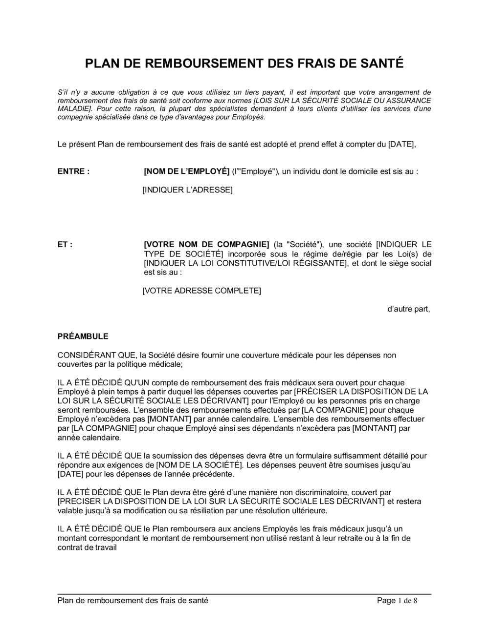 Business-in-a-Box's Plan de remboursement des frais de santé