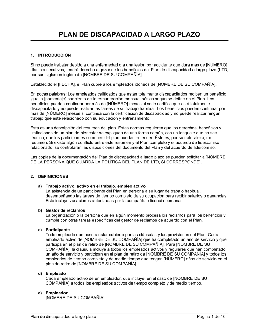 Business-in-a-Box's Plan por discapacidad a largo plazo