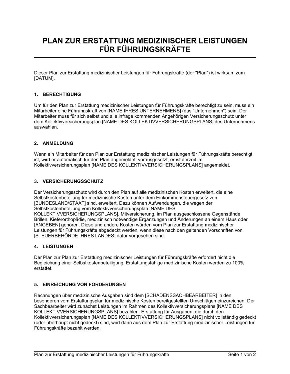 Business-in-a-Box's Plan zur Erstattung medizinischer Leistungen für Führungskräfte