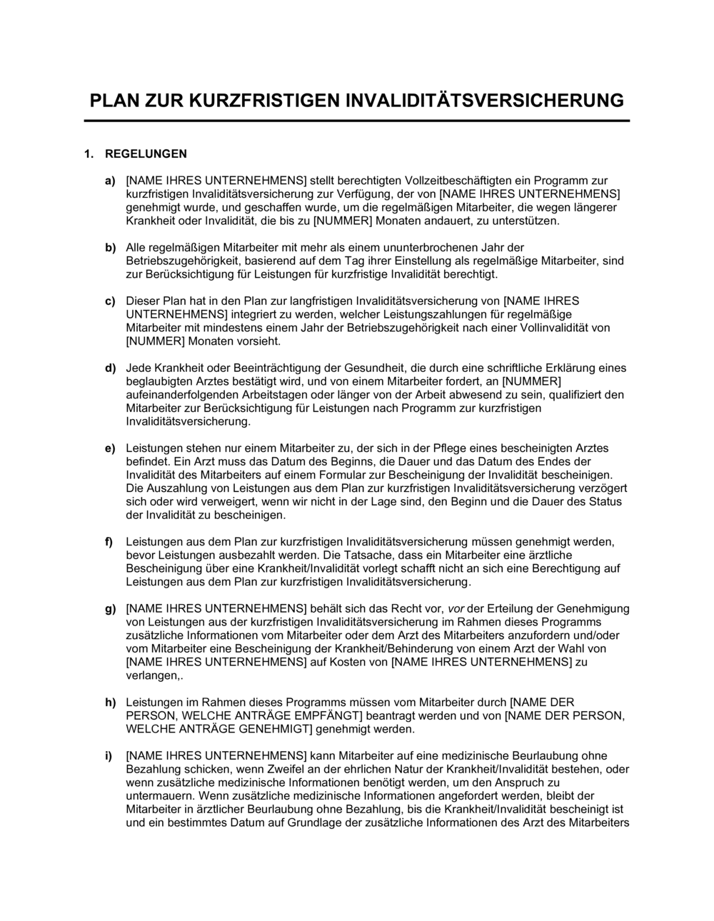 Business-in-a-Box's Plan zur kurzfristigen Invaliditätsversicherung