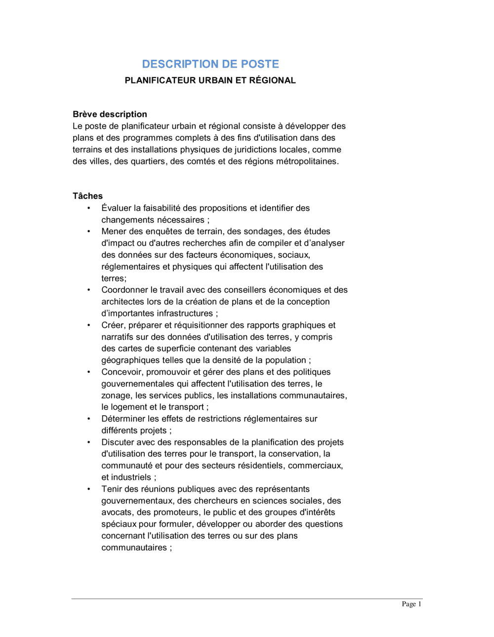 Planificateur urbain et régional