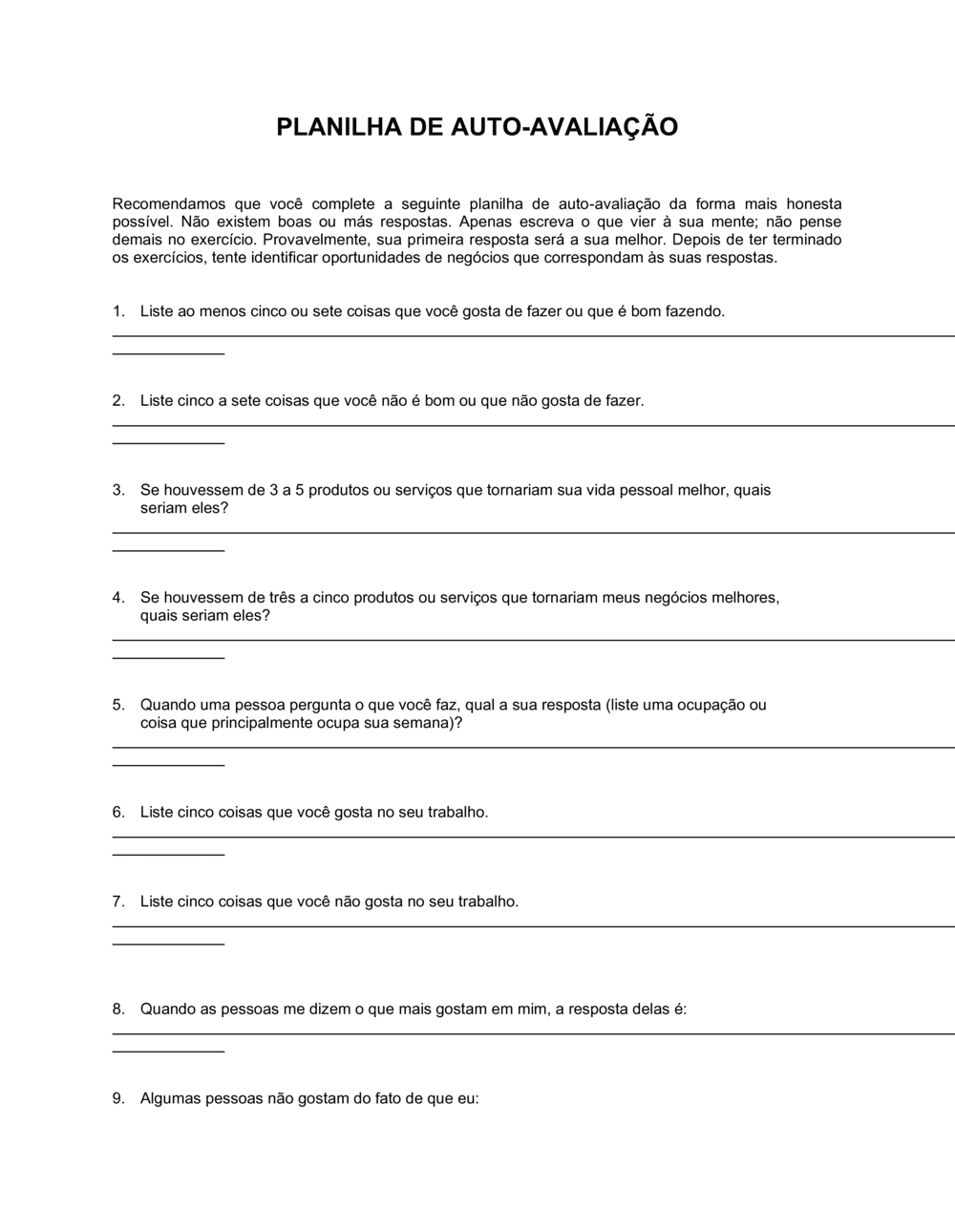 Business-in-a-Box's Planilha Avaliação Própria