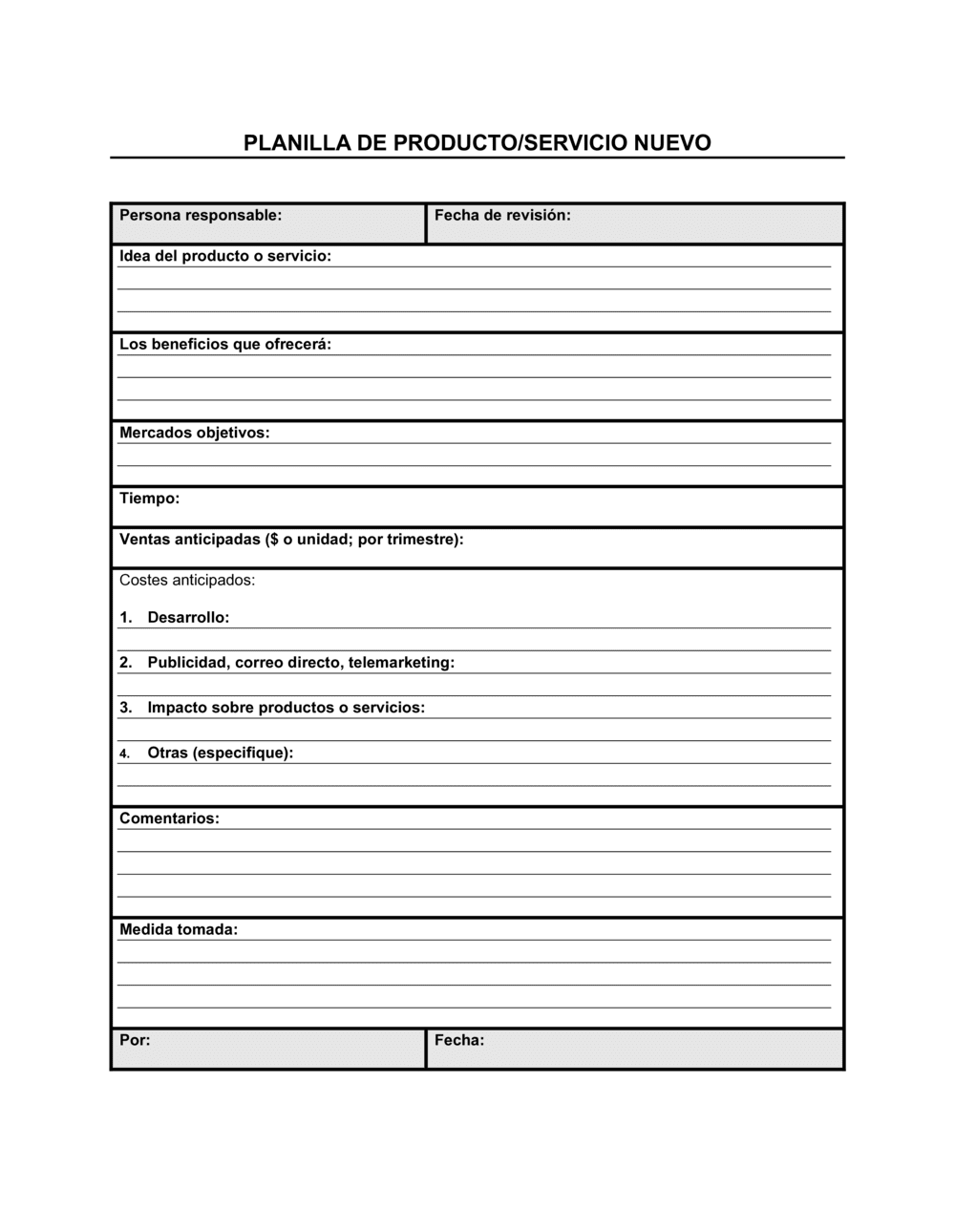 Business-in-a-Box's Planilla - Nuevo producto o servicio