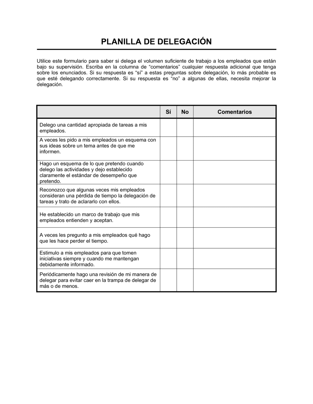 Business-in-a-Box's Planilla de delegación