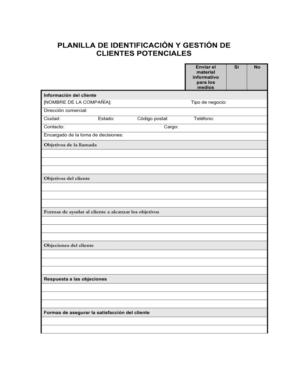 Business-in-a-Box's Planilla de identificación y gestión de clientes potenciales