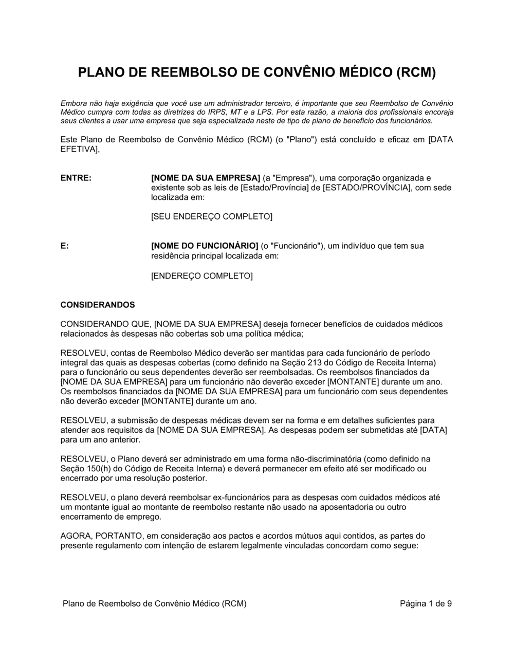 Business-in-a-Box's Plano de Arranjo de Reembolso de Saúde (HRA)