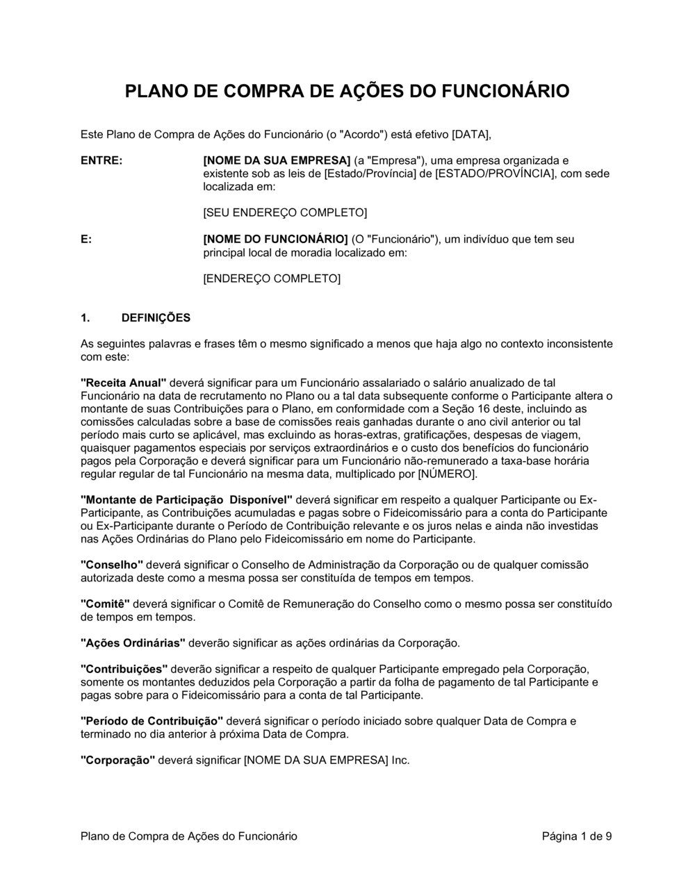 Business-in-a-Box's Plano de Compra de Ação do Funcionário