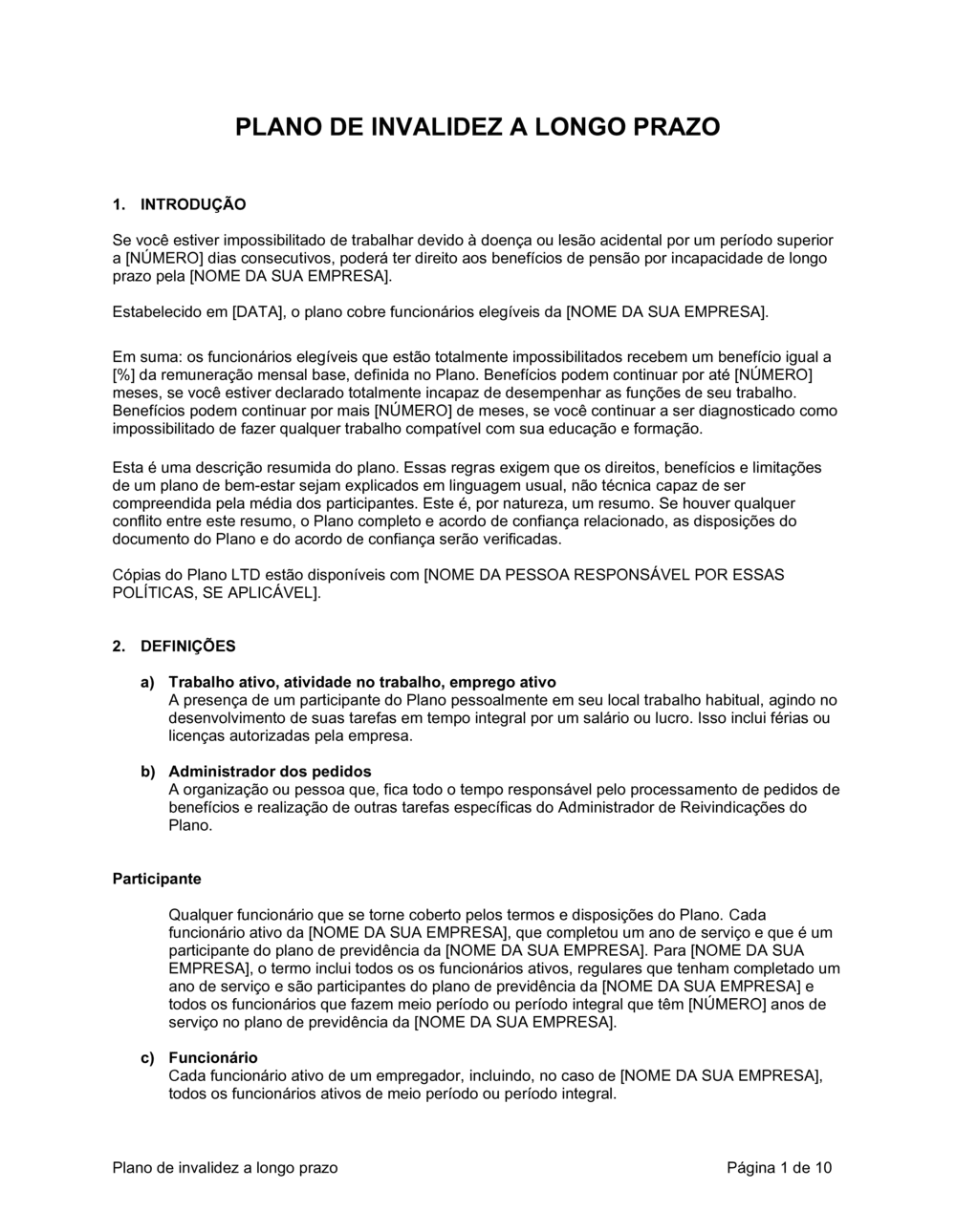 Business-in-a-Box's Plano de Invalidez Longo Período