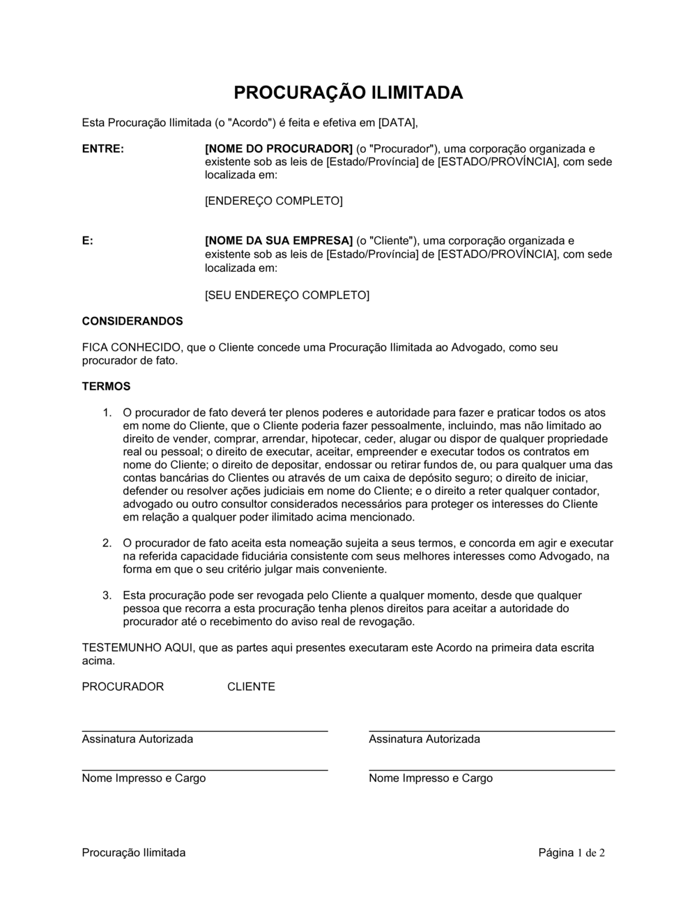 Business-in-a-Box's Poder Ilimitado do Advogado