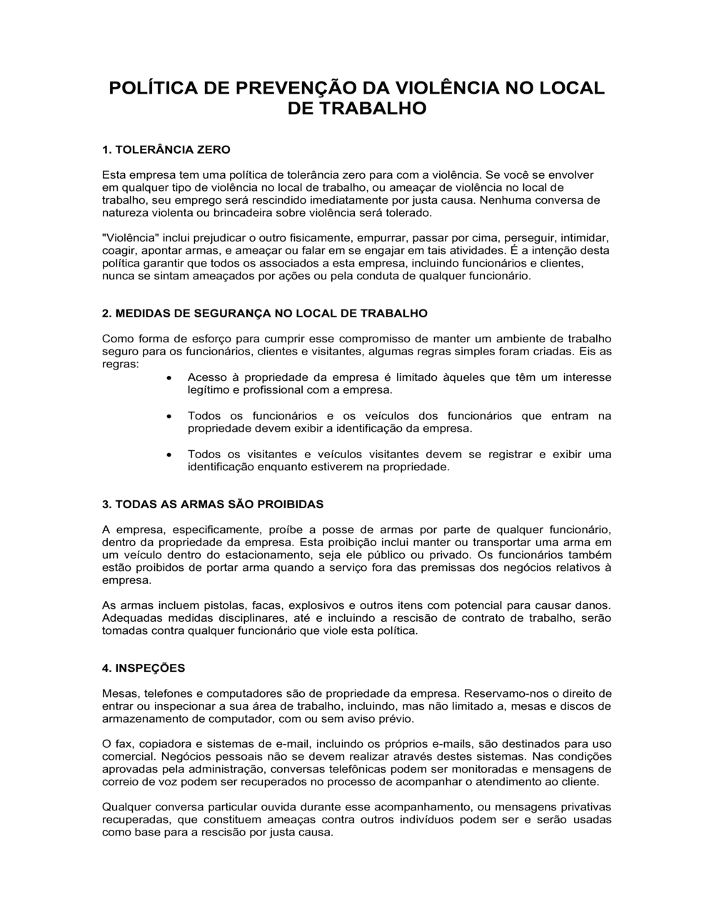 Política de Prevenção de Violência no Local de Trabalho Modelo (Word \u0026 PDF)  - Teste grátis, image size:1000x1290