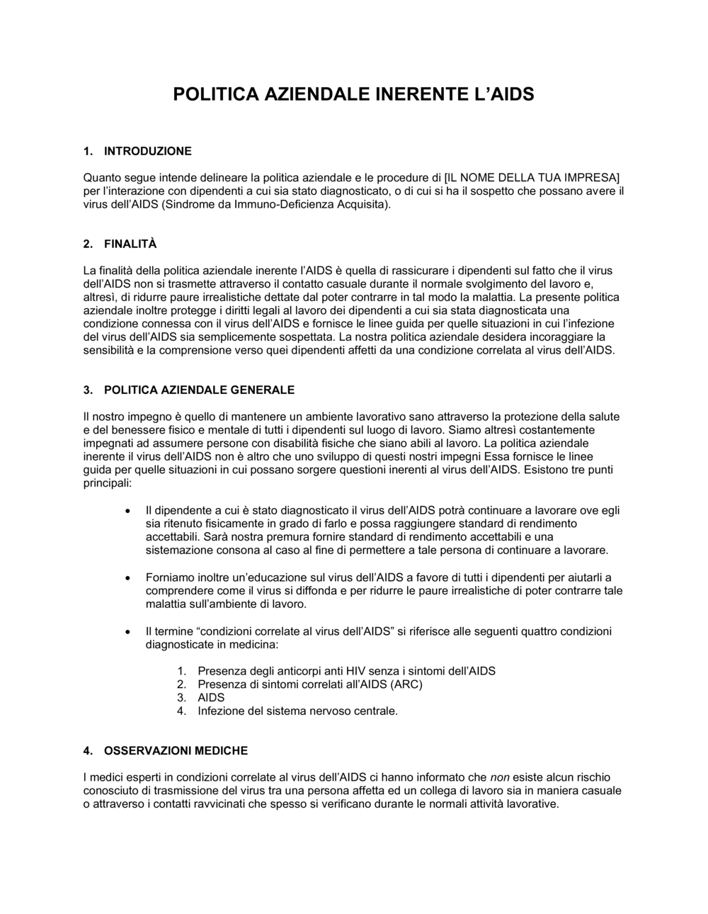 Business-in-a-Box's Politica aziendale aids