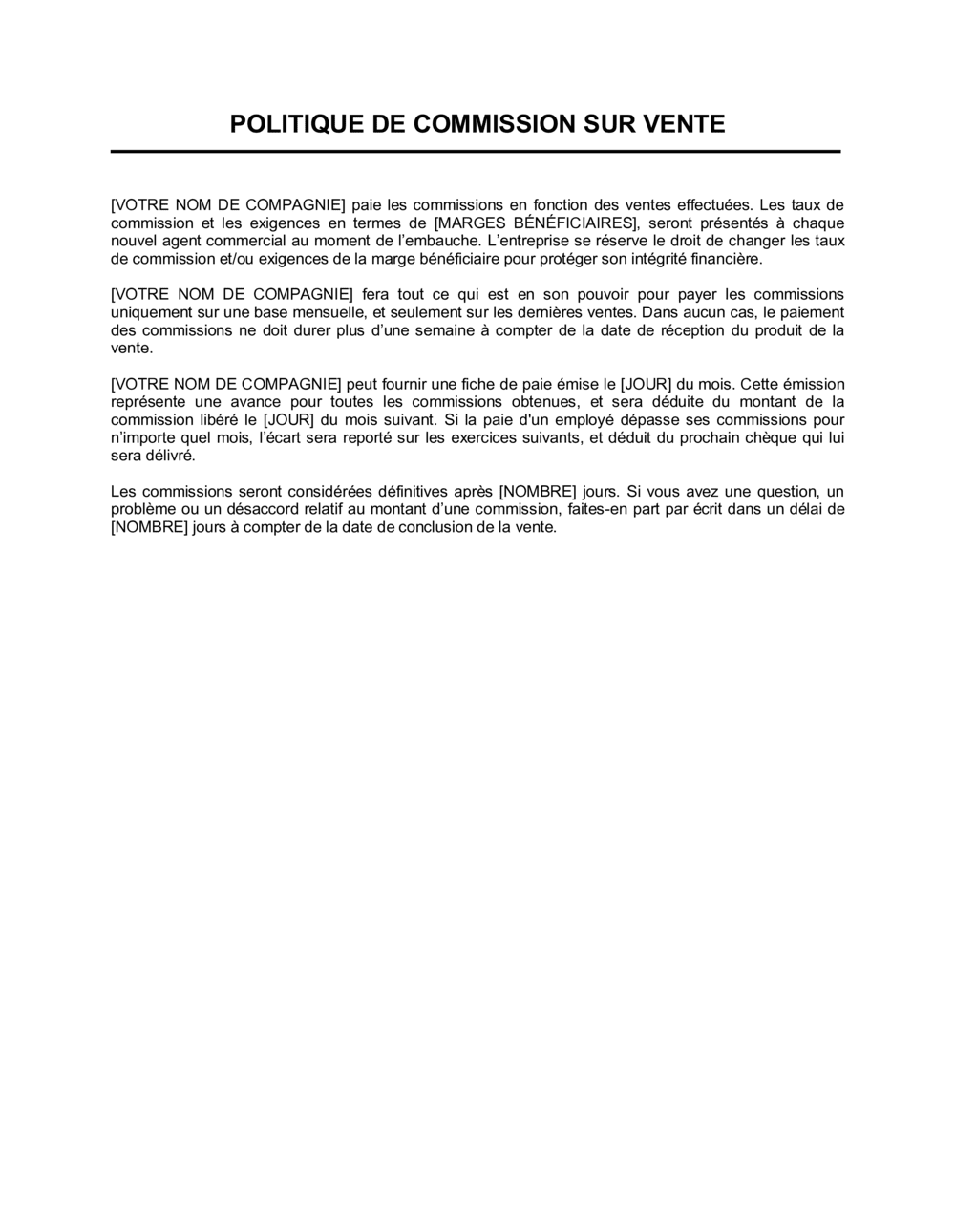 Business-in-a-Box's Politique de paiement de commission sur vente