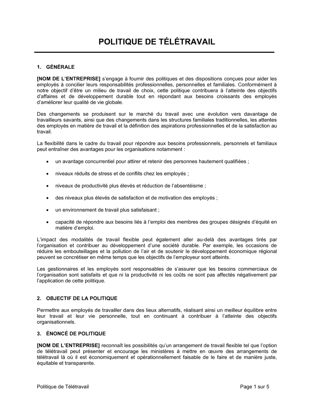 Business-in-a-Box's Politique De Teletravail