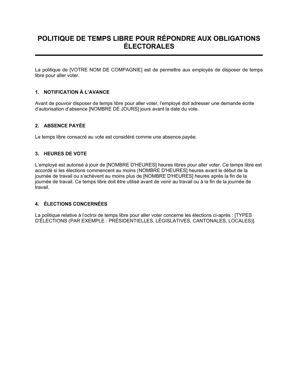 Business-in-a-Box's Politique de temps libre pour obligations électorales
