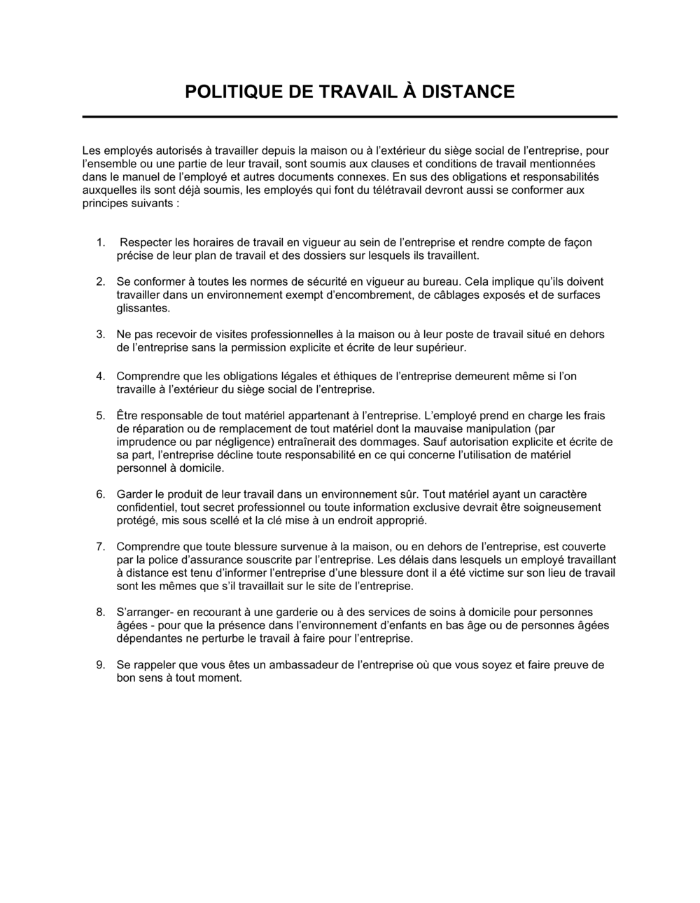 Business-in-a-Box's Politique de travail à distance