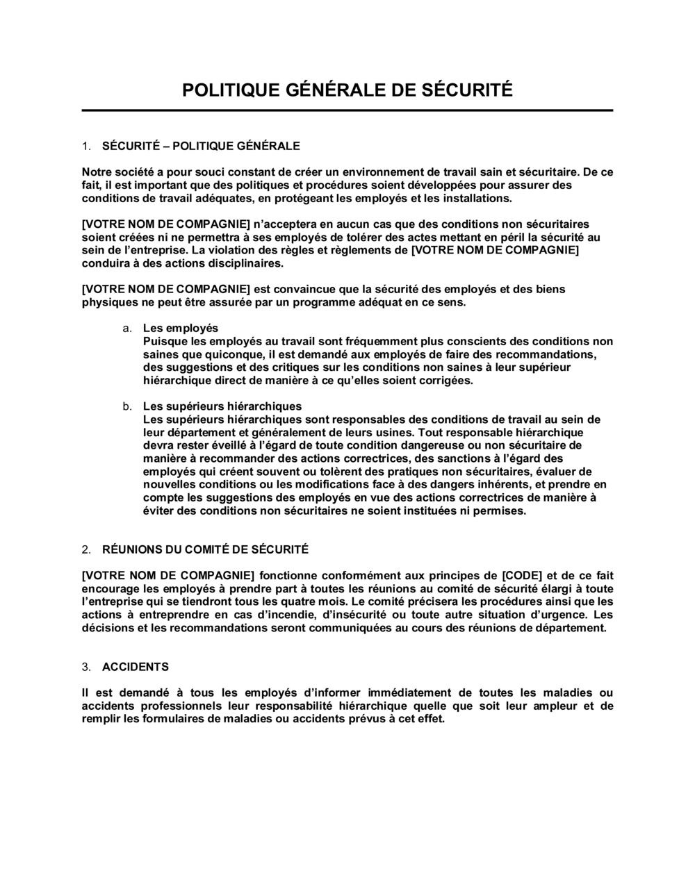 Politique générale de sécurité