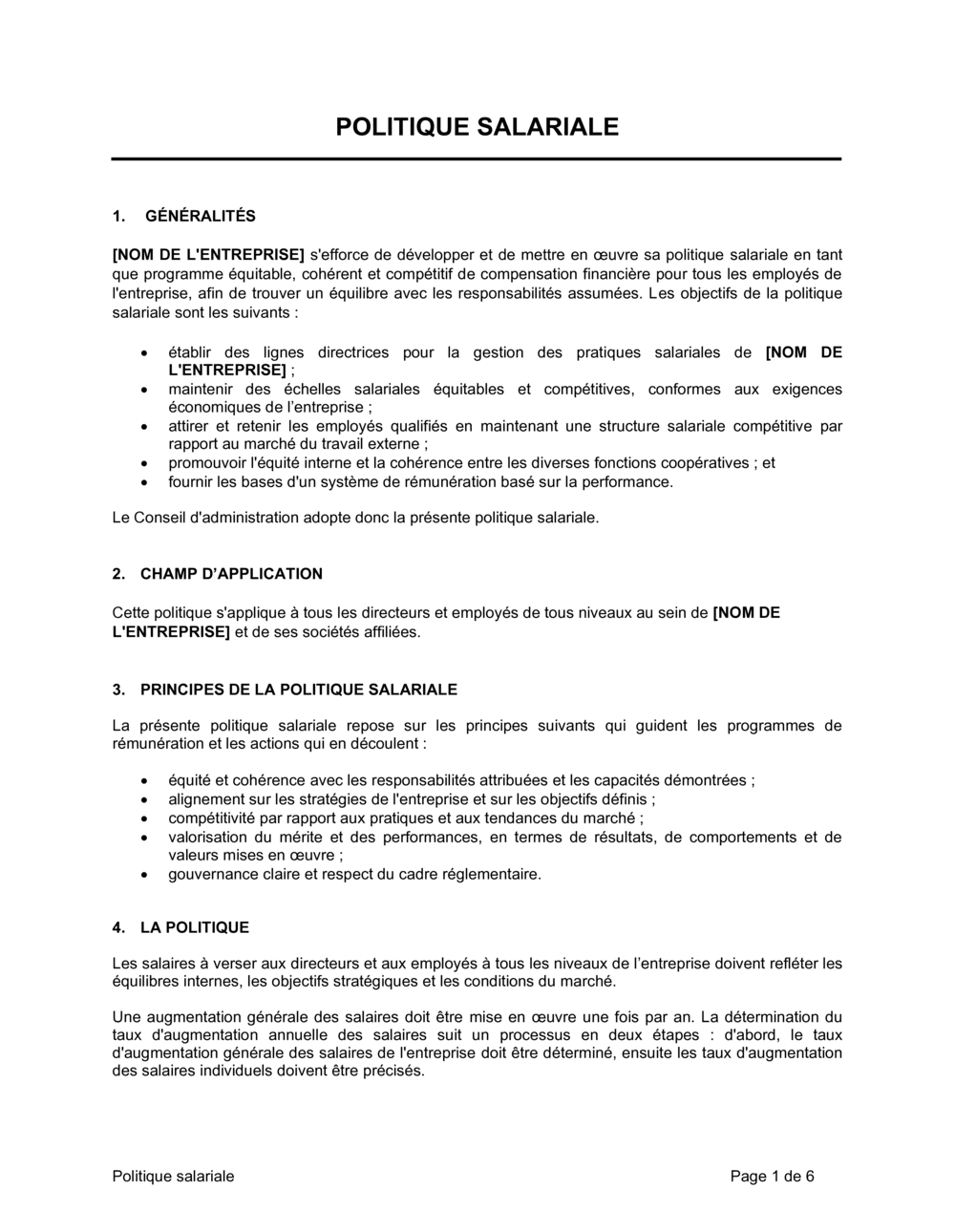 Business-in-a-Box's Politique Salariale