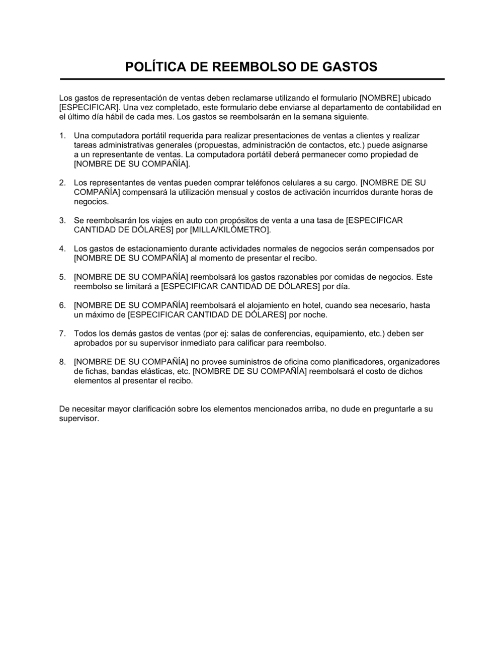 Business-in-a-Box's Política de reintegro de gastos por ventas