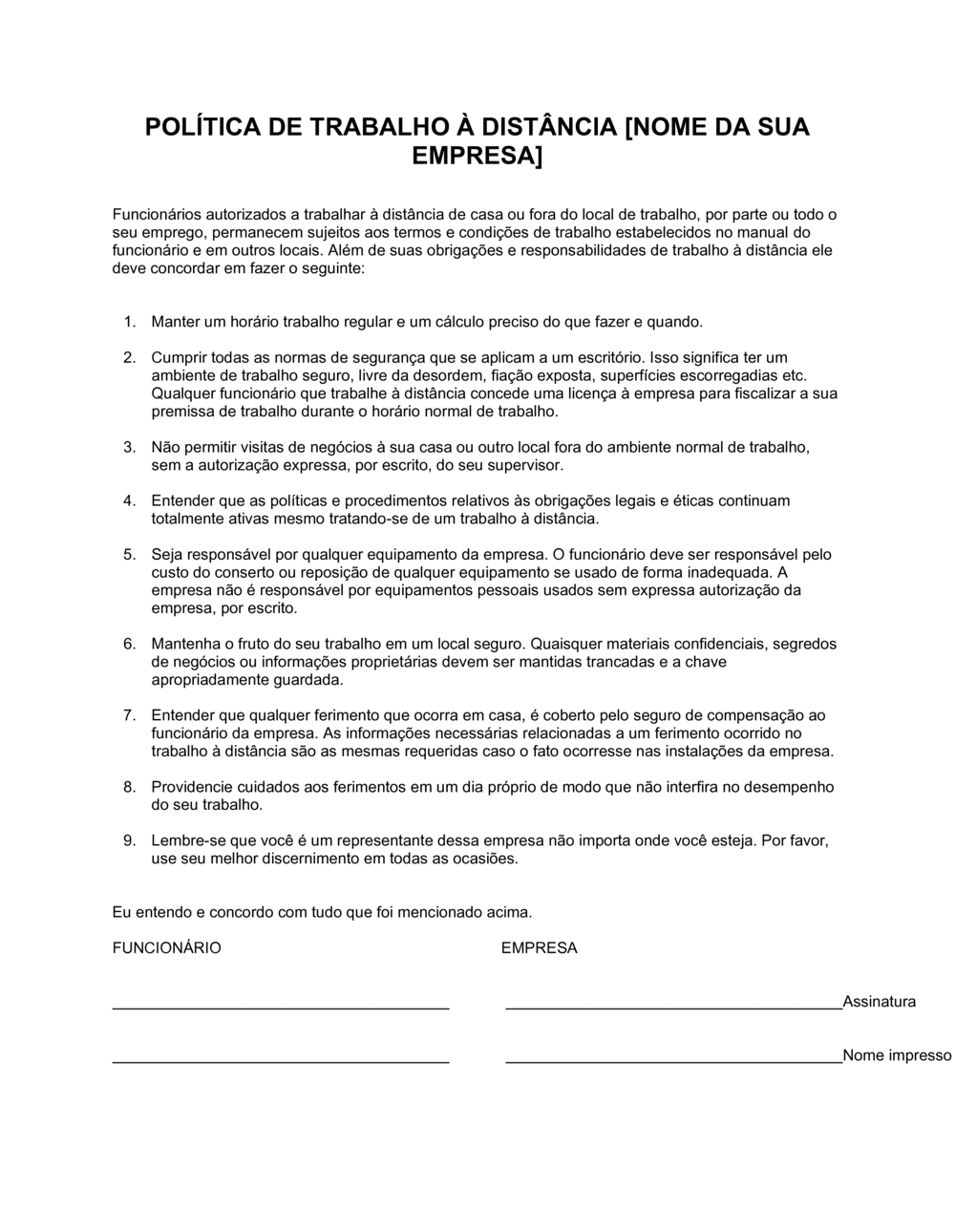 Business-in-a-Box's Política de Telecomunicação