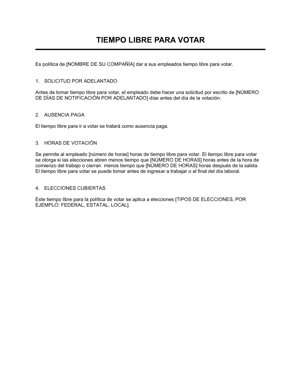 Business-in-a-Box's Política de tiempo libre para votar