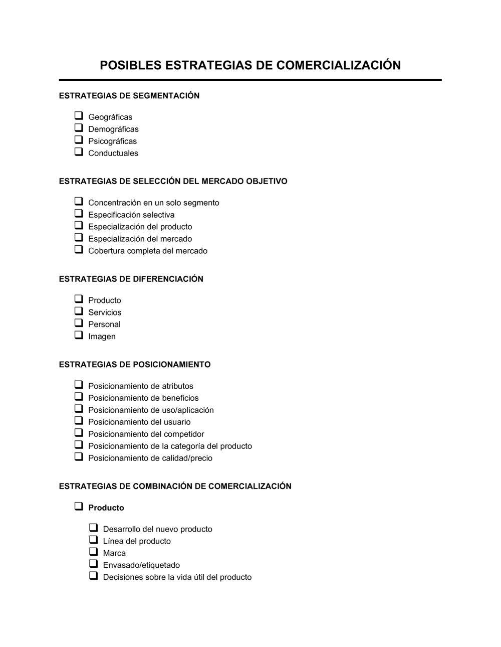 Business-in-a-Box's Posibles estrategias de marketing