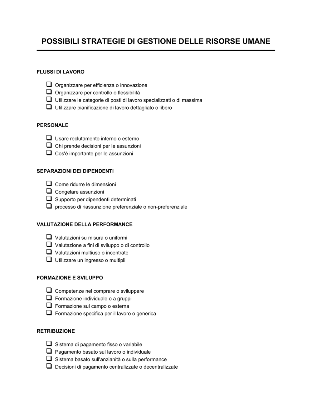 Business-in-a-Box's Possibili srtategie di gestione delle risorse umane