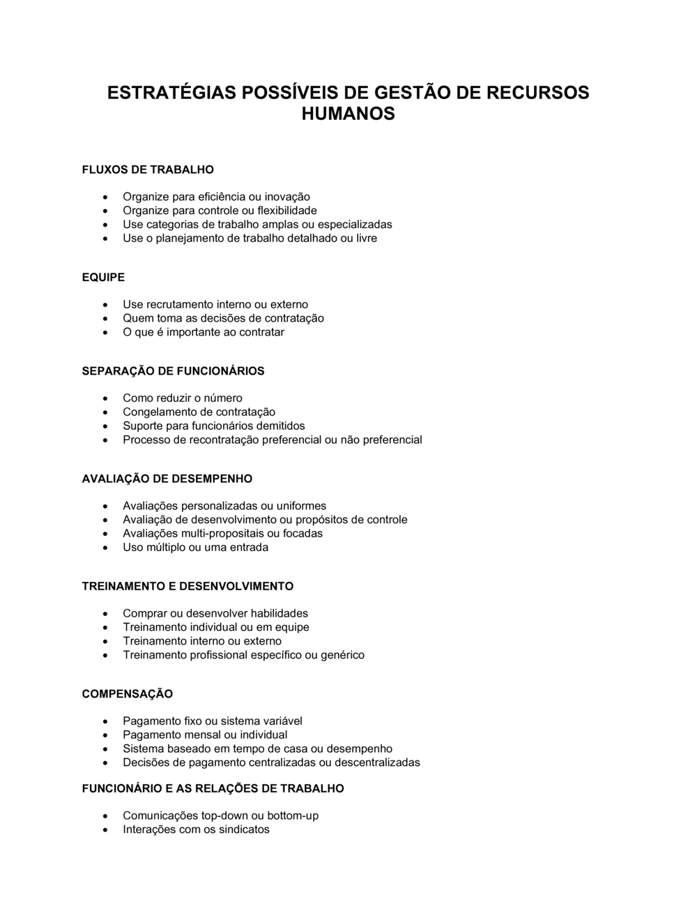 Business-in-a-Box's Possíveis Estratégias de Gerenciamento de Recursos Humanos