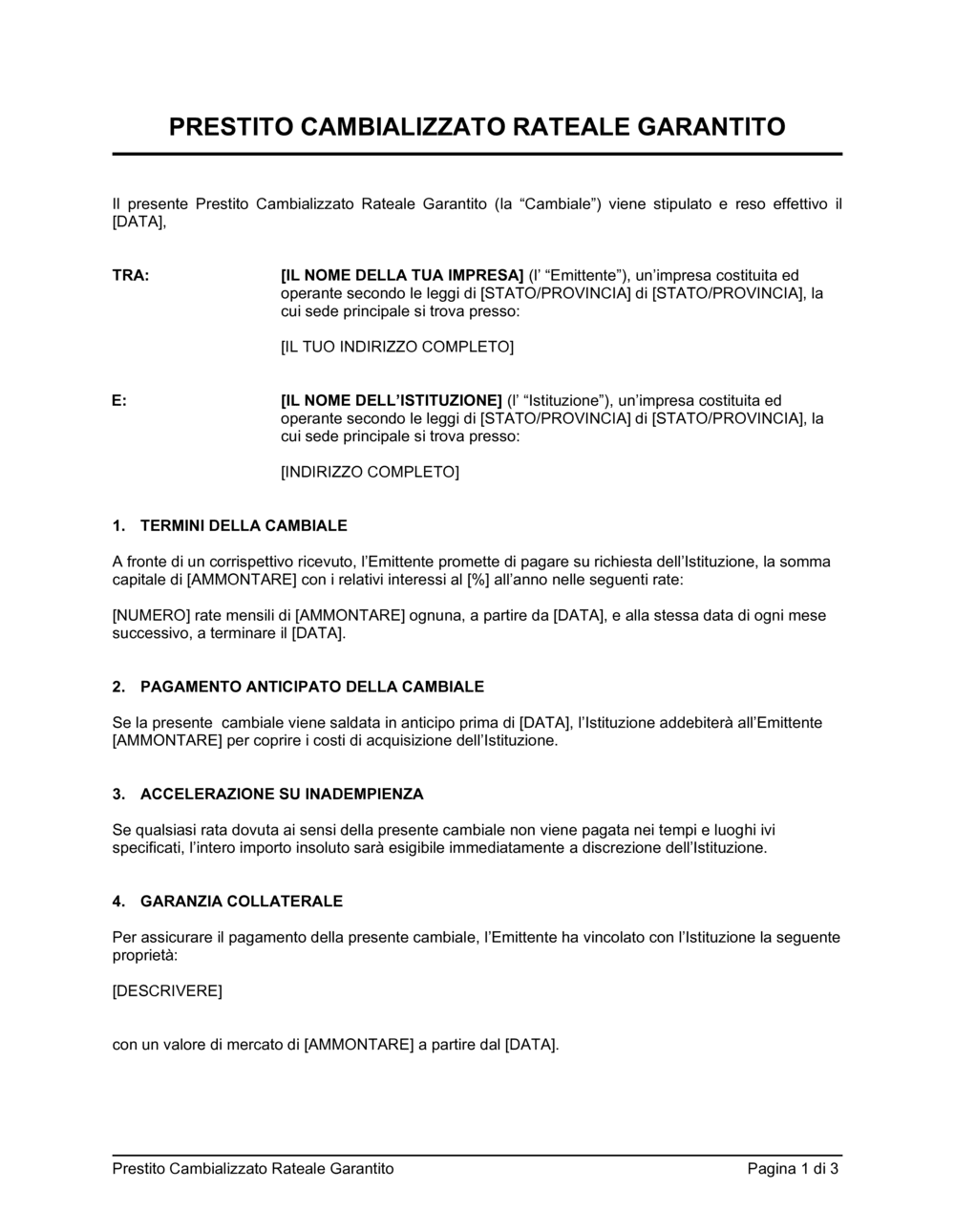 Business-in-a-Box's Prestito cambializzato rateale gatantito