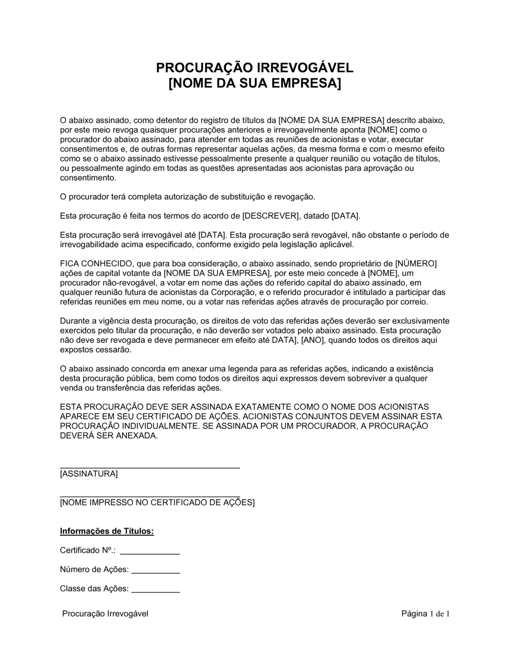 Business-in-a-Box's Procuração Irrevogável