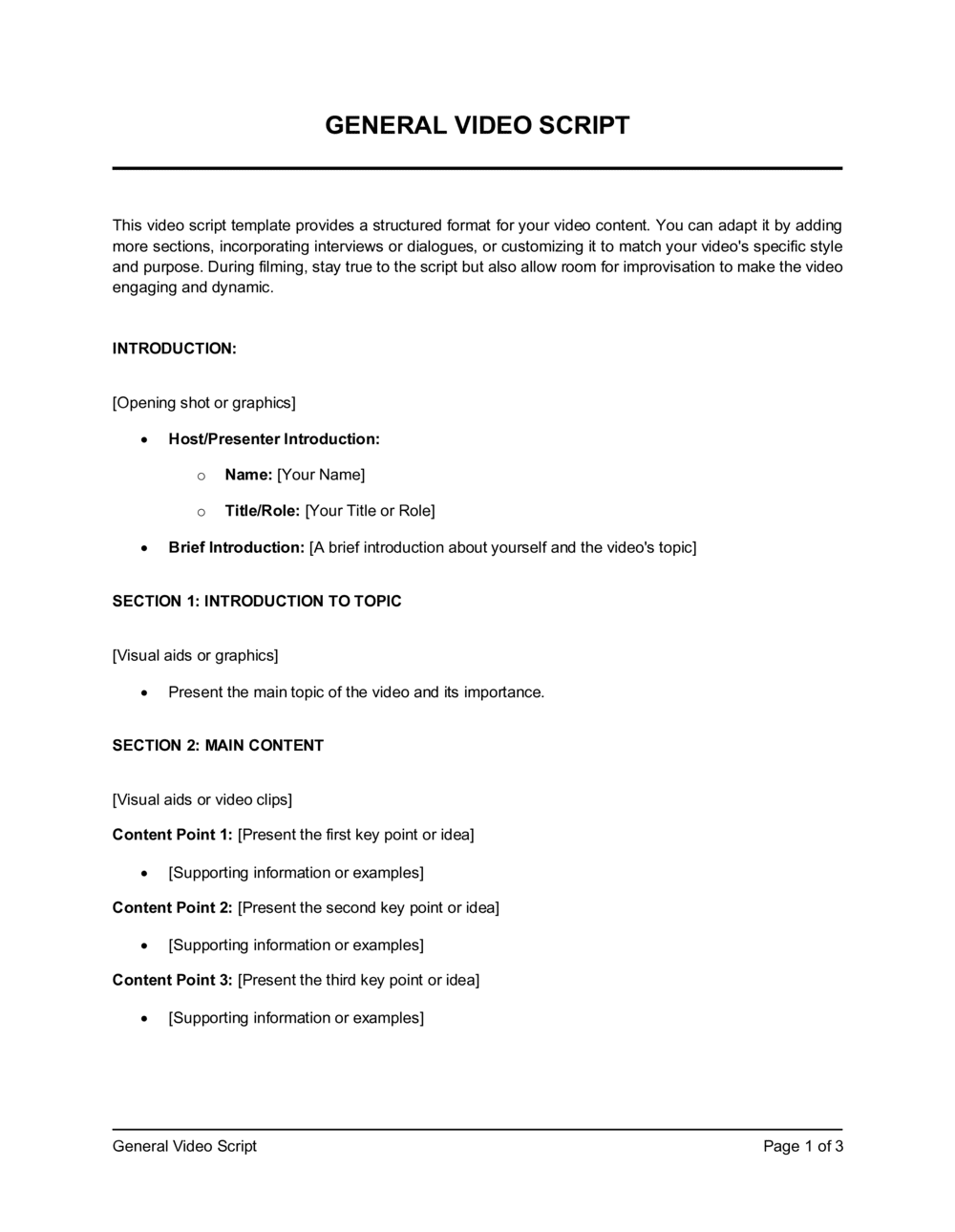 Business-in-a-Box's Production Video Script Template