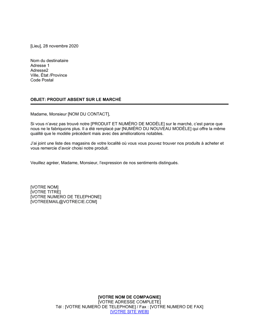 Business-in-a-Box's Produit absent sur le marché