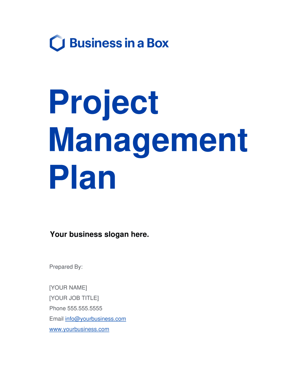 Business-in-a-Box's Project Management Plan Template