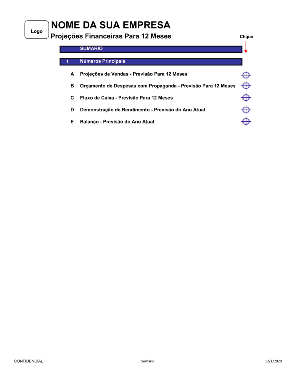 Business-in-a-Box's Projeção Financeira 12 Meses