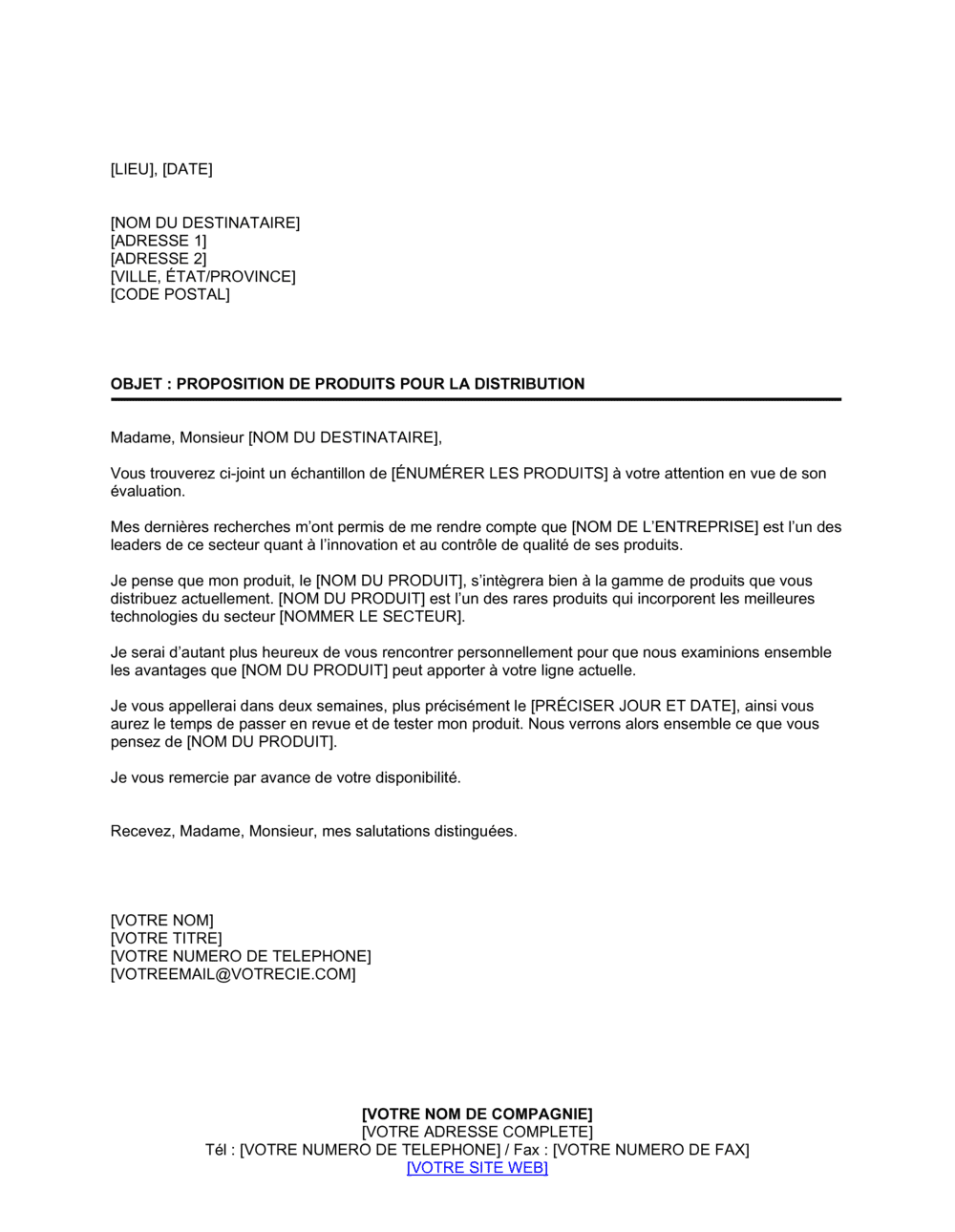 Business-in-a-Box's Proposition de produit pour distribution