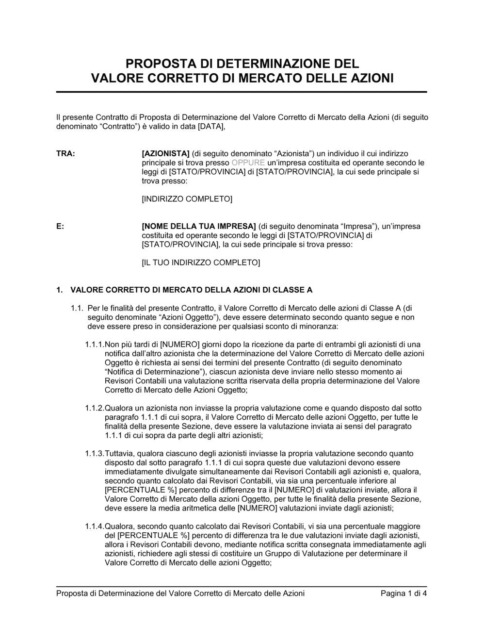Business-in-a-Box's Proposta di determinazione del valore corretto di mercato delle azioni