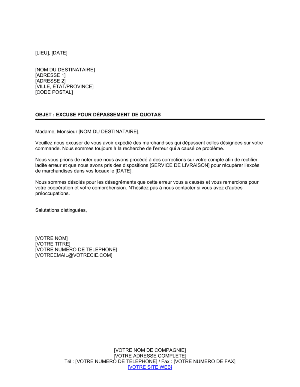 Business-in-a-Box's Présentation d'excuse pour dépassement de quotas