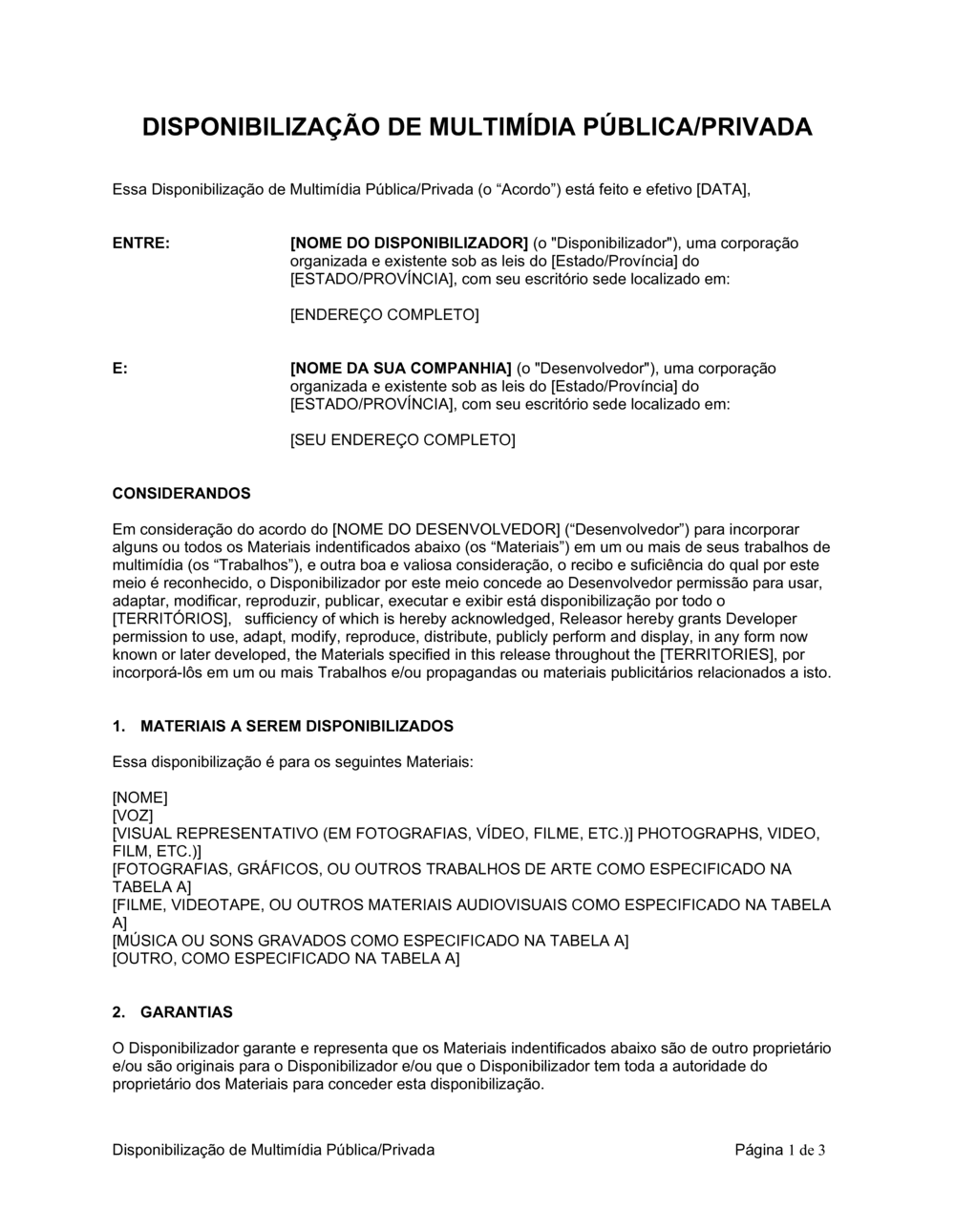 Business-in-a-Box's Publicidade Multimídia - Liberação de Privacidade