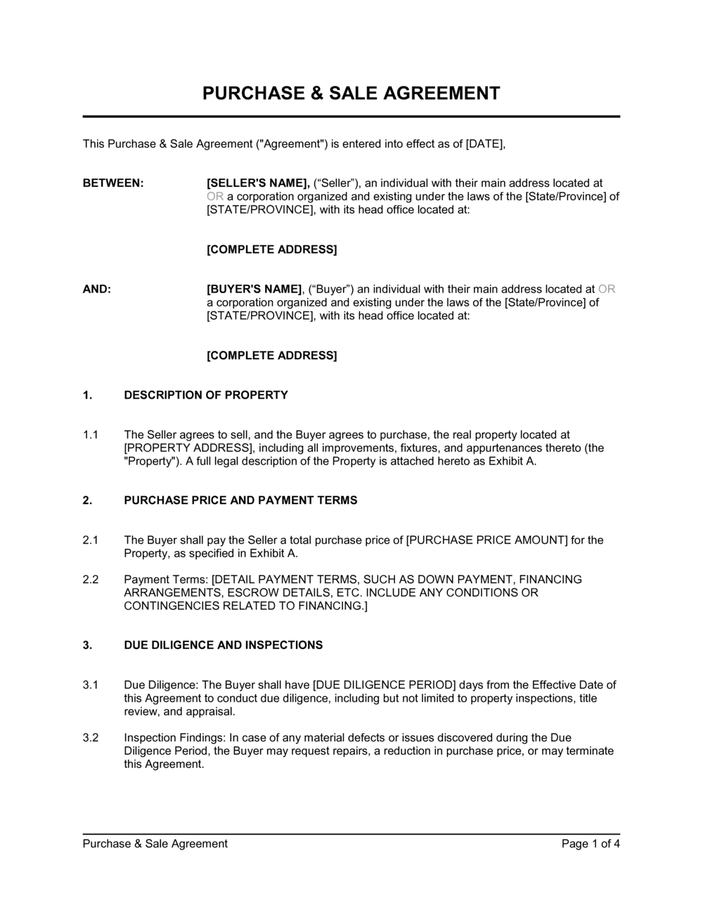 Business-in-a-Box's Purchase and Sale Agreement Template