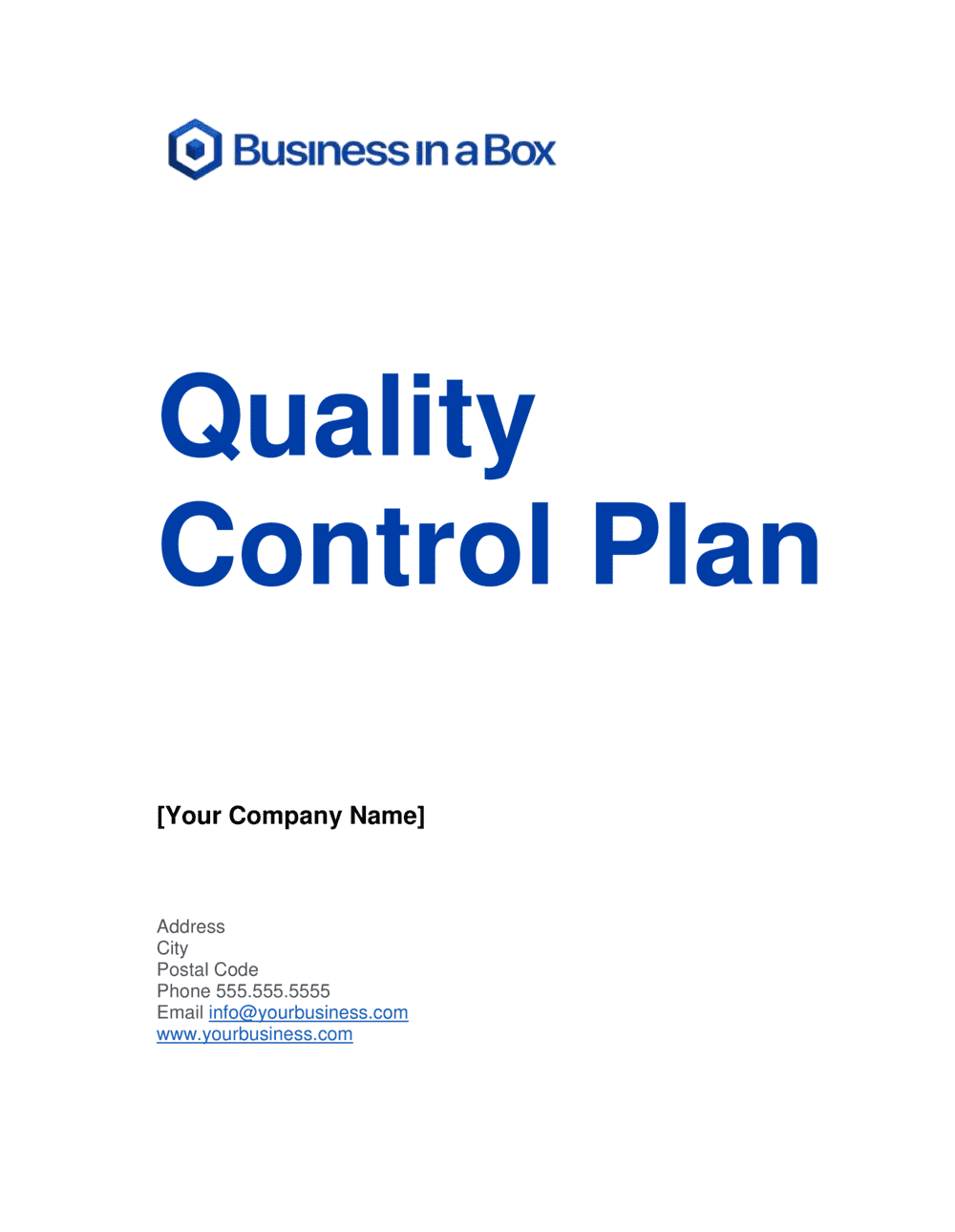 Business-in-a-Box's Quality Control Plan Template